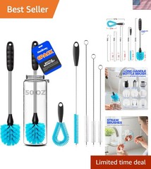 6 Pack Bottle Brush Set, 14.5″ Long Handle Stainless Steel Bottle Cleaner Bru…