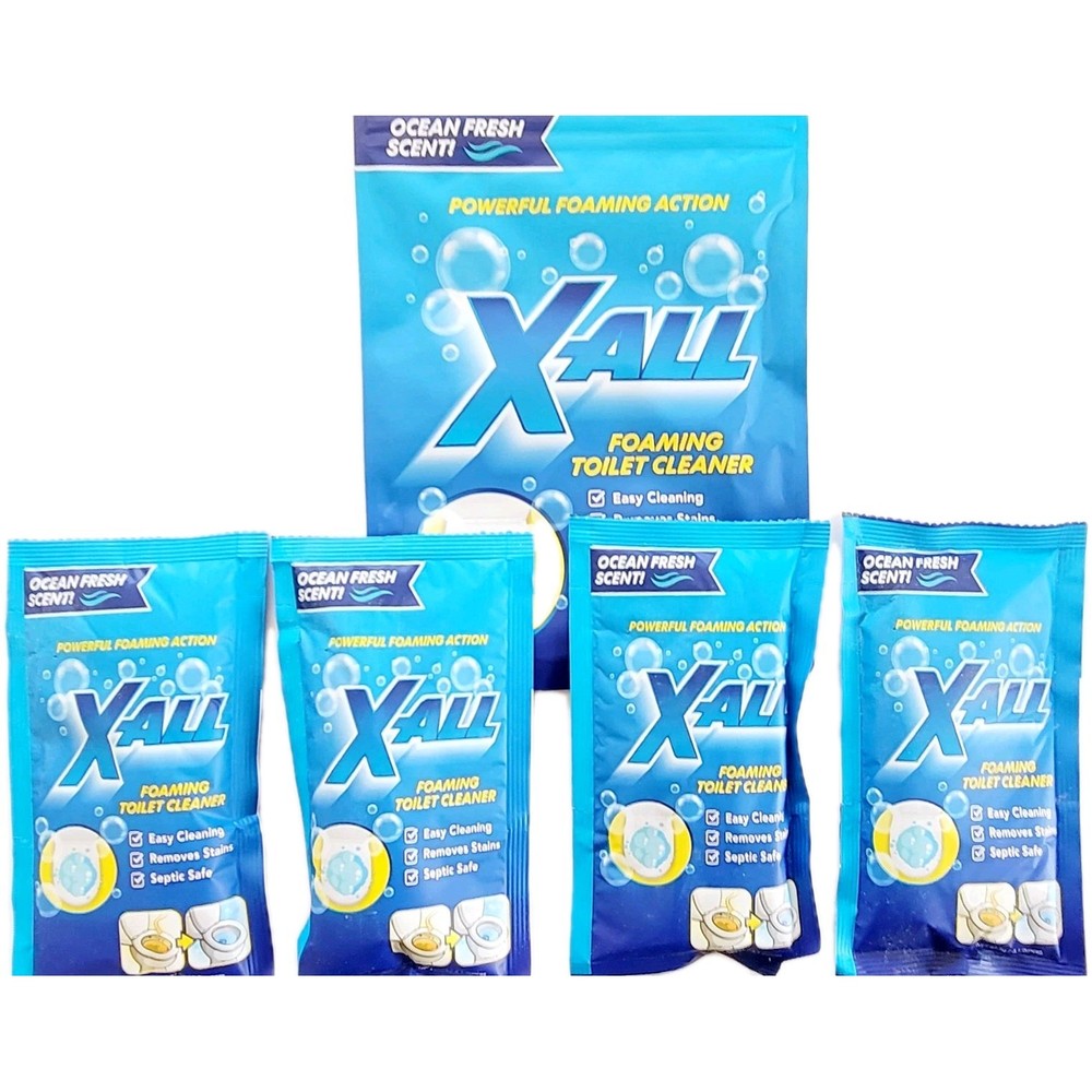 X-ALL Foaming Toilet Cleaner, Self-Activating Powder, 1 Pack(4 Treatments)