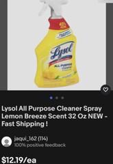 Lysol All Purpose Cleaner Spray – Lemon Breeze, 32oz. Check Other Listing 4 Gift