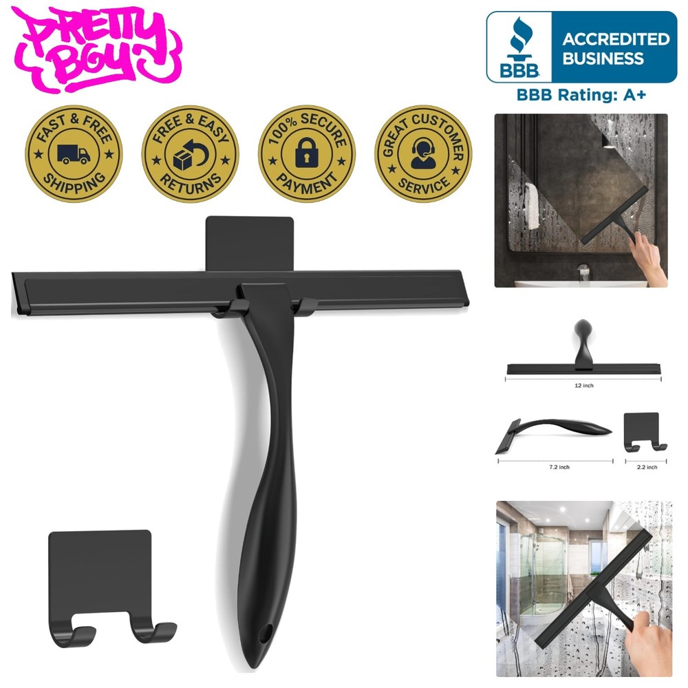 All-Purpose Stainless Steel Shower Squeegee for Shower Glass Door with Adhesi…