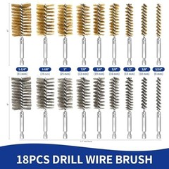 18Pcs Stainless Steel Bore Brush Set for Drill – Rust Cleaning Wire Brush Attach