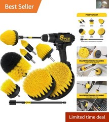 Versatile 8-Piece Drill Brush Attachments for Deep Cleaning Bathroom & Tile
