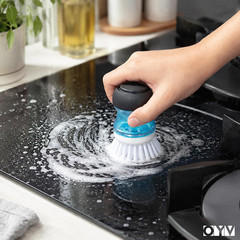 OYV Dish Scrub Brush with Soap Dispenser, Kitchen Brush for Dish Pot Pan Sink Cl