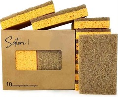Natural Kitchen Sponges – 10 Pack Plant-Based Coconut & Cotton Scrubbers,