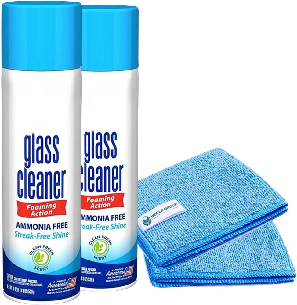 Glass Cleaner Foam, Foaming Action & Spray, 19Oz – 2 Pack – Clean Fresh Scent
