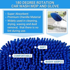 72″ Car Wash Brush with Long Handle, On/Off Switch for Car RV Truck Boat Wash…