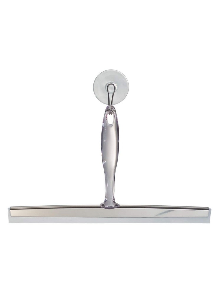 iDesign Zia Metal and Plastic Bathroom Squeegee for 12″ Inch, Clear/Stainless