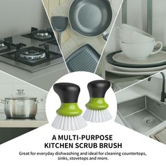 Dish Scrub Brush Palm Ergonomic Grip Kitchen Dishes Green 2 PCS