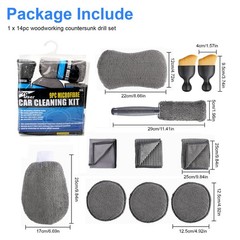11 PCS Car Cleaning Kit Wash Detailing Set Wheel Brush Mitt Sponge Towels Tools