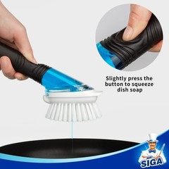 Soap Dispensing Dish Brush Set – Kitchen Pot Pan Sink Cleaner, 2 Pack