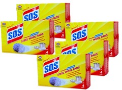 Clorox S.O.S. Steel Wool Soap Pads Reusable with Anti-Rust Protection 4 Ct 5 Pk