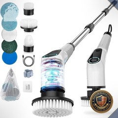 Electric Spin Scrubber Cordless Shower Cleaner 8 Brush Heads 90Min Runtime