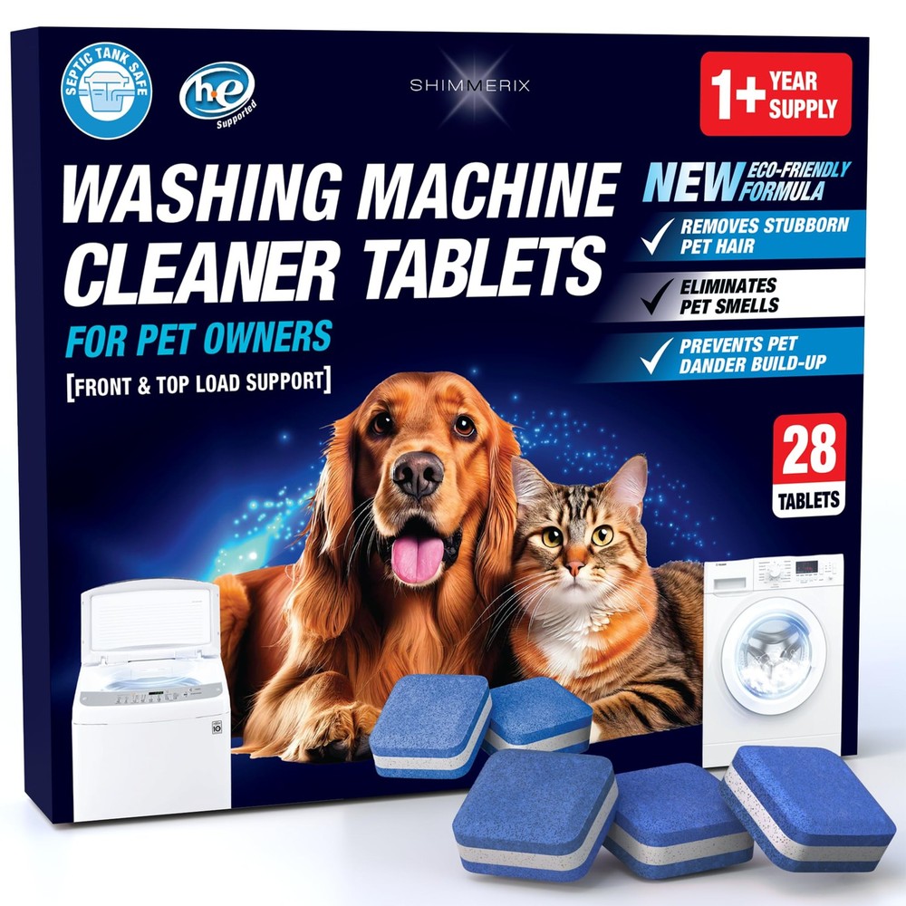 Washing Machine Cleaner Pro Tablets for Pet Owners – 28 Pack, Front & Top Loa…