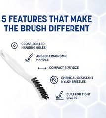 Durable Flo-Pac Grout Brush – Chemical-Resistant and BPA-Free, 8 Inches