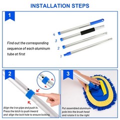 62″ Car Wash Brush Kit Mitt Mop Sponge with Long Handle Chenille Microfiber C…