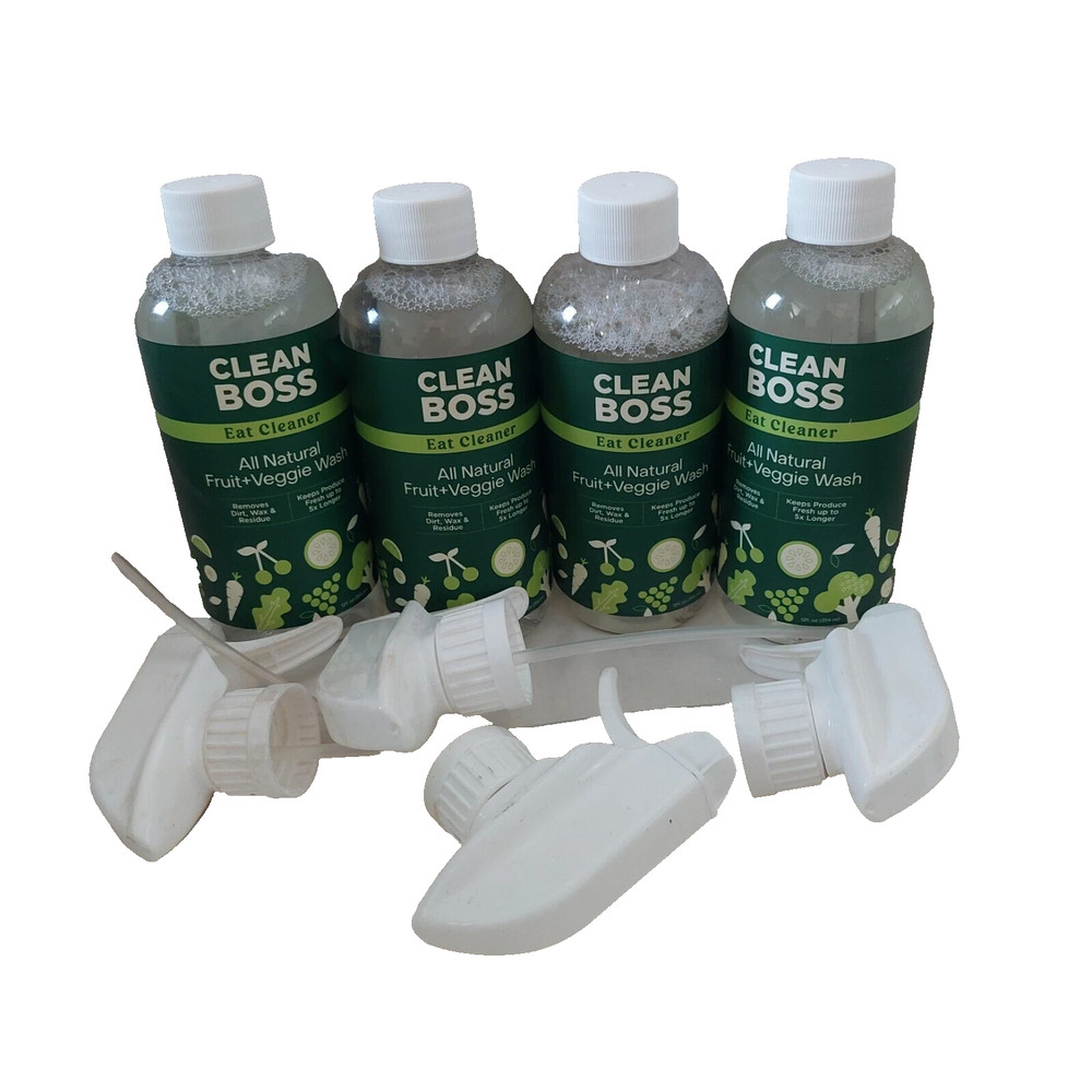 4 JOY Clean Boss Eat Cleaner Fruit & Veggie Natural Wash & Preserver pump, New