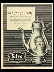 1956 Silvo Liquid Silver Polish Cleans As It Polishes Print Advertising 695A