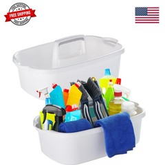 2-Pack Large White Cleaning Caddy for Cleaning Supplies with Handle – Portabl…