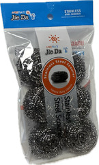 6Pk Stainless Steel Dish Bowl Cleaning Spiral Scourers Practical Kitchen Cleaner