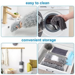 Microfiber Extendable Feather Duster (11pcs) with 100″ Extension Pole, Washab…