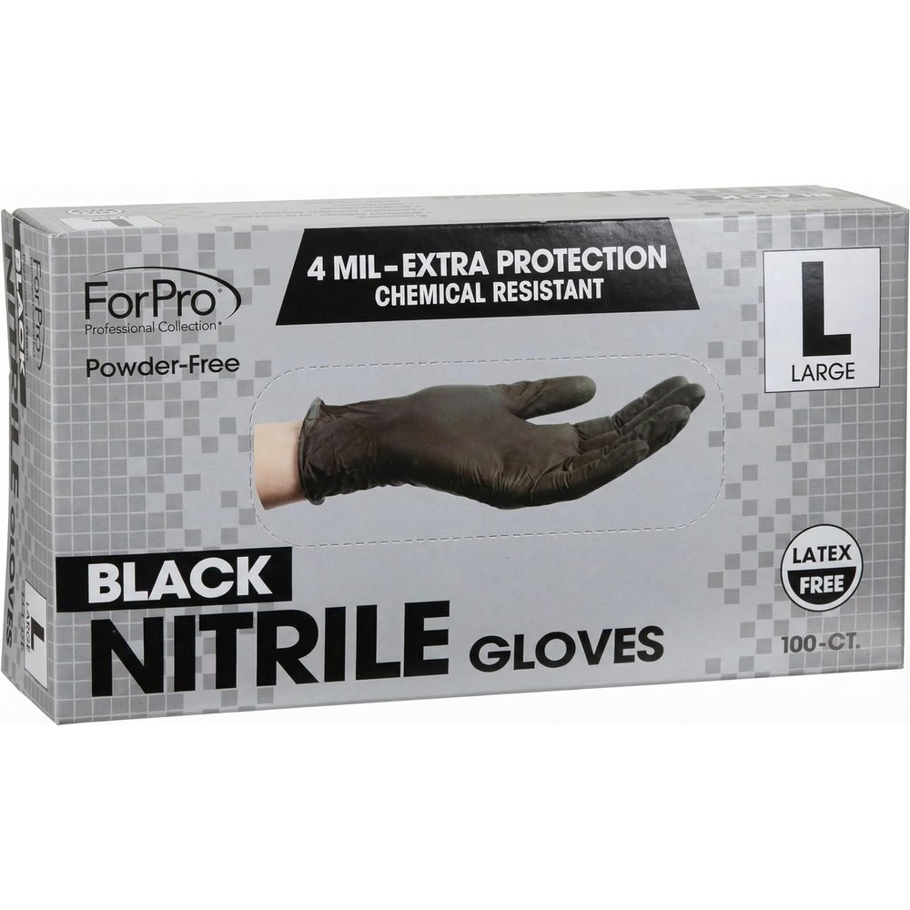 ForPro Professional Collection Disposable Nitrile Large (Pack of 100), Black