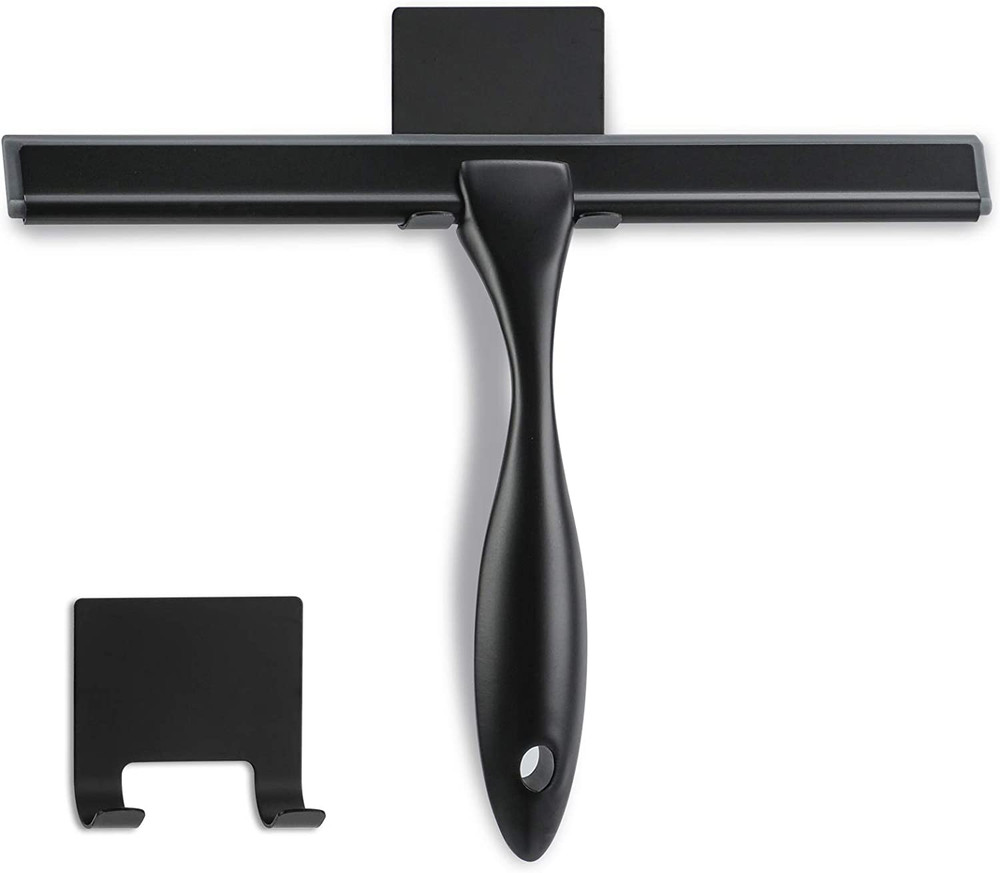 Shower Squeegee, 10-Inch Matte Black Squeegee, All-Purpose Stainless Steel Sq…