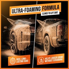 Orange Foam Car Wash Soap pH Balanced Shampoo Thick Suds 16 FL OZ Cleaners