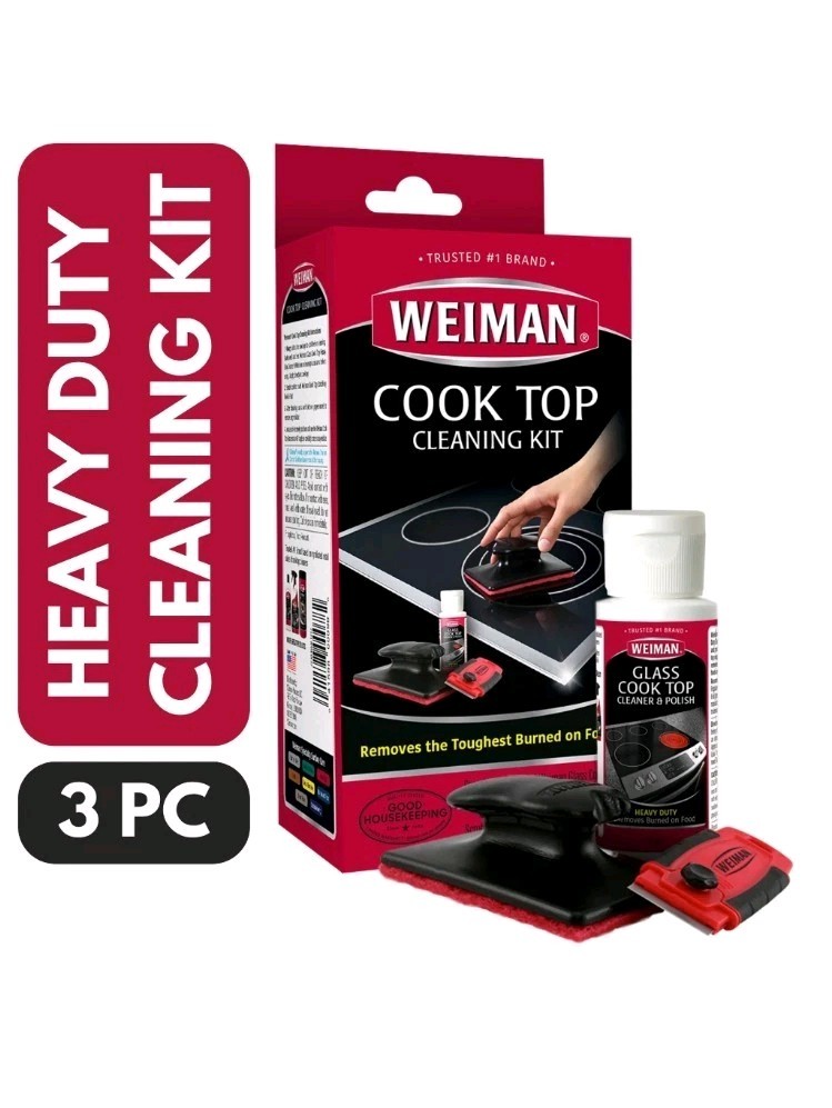 Weiman Glass Ceramic Stove Top Cooktop Surfaces Cleaner Scraper Clean Polish Kit