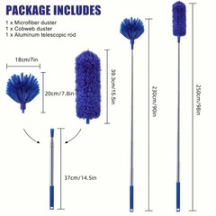 Microfiber Ceiling Fan Duster-Cobweb Cleaner Brush Kit Telescopic Extension Pole