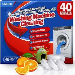 USKICH 40 Pack Washing Machine Cleaner Tablets,Deep Cleaning Descaler for HE Fro