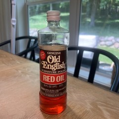 Vintage Old English Red Oil Furniture Polish 16oz Glass Bottle 50% Full