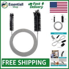 Stainless Steel Drain Brush Tool for Narrow Tubing & Curved Pipes – Black