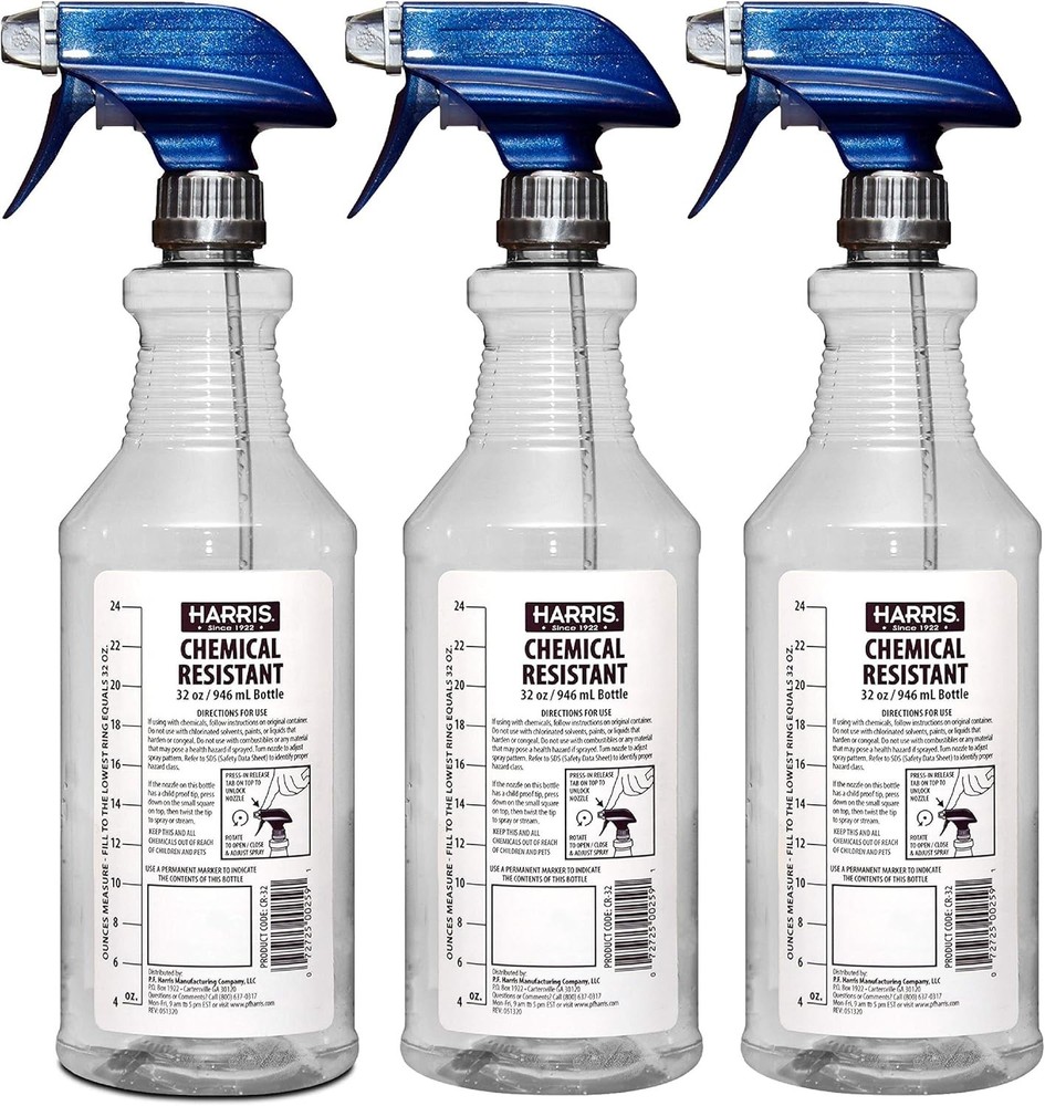 3 Pack 32 Oz Chemical Resistant Spray Bottles Professional Cleaning Water