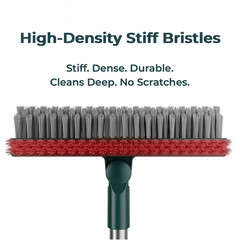 3-In-1 Adjustable Floor Scrub Brush with Long Comfortable Handle, PVC Bristles,