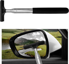 Car Rearview Mirror Wiper, Portable Side Mirror Squeegee Water Cleaner with Retr