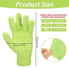 Abeillo Microfiber Gloves for Plants Dusting 9.1 x 4.7 inches, Green