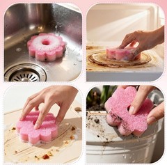 12 Pack Spring Flower Kitchen Sponges Bulk 3.15 x 4.7 Inch Scrub Sponge Dual