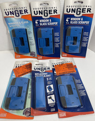 5 Unger Professional 4″ Window & Glass Cleaning Scraper 970260 *W/Extra Blades*