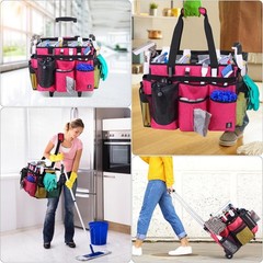 Sturdy Detachable Trolley Cleaning Caddy – Waterproof, Portable with Rose Design
