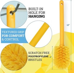 Durable Goblet Brush Set – 6 Yellow, Long Handle, Polyester Bristles for Glasses
