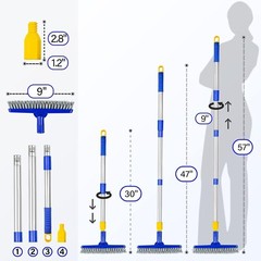 Grout Brush with Long Handle Deep Cleaner & Grout Scrubber Tool