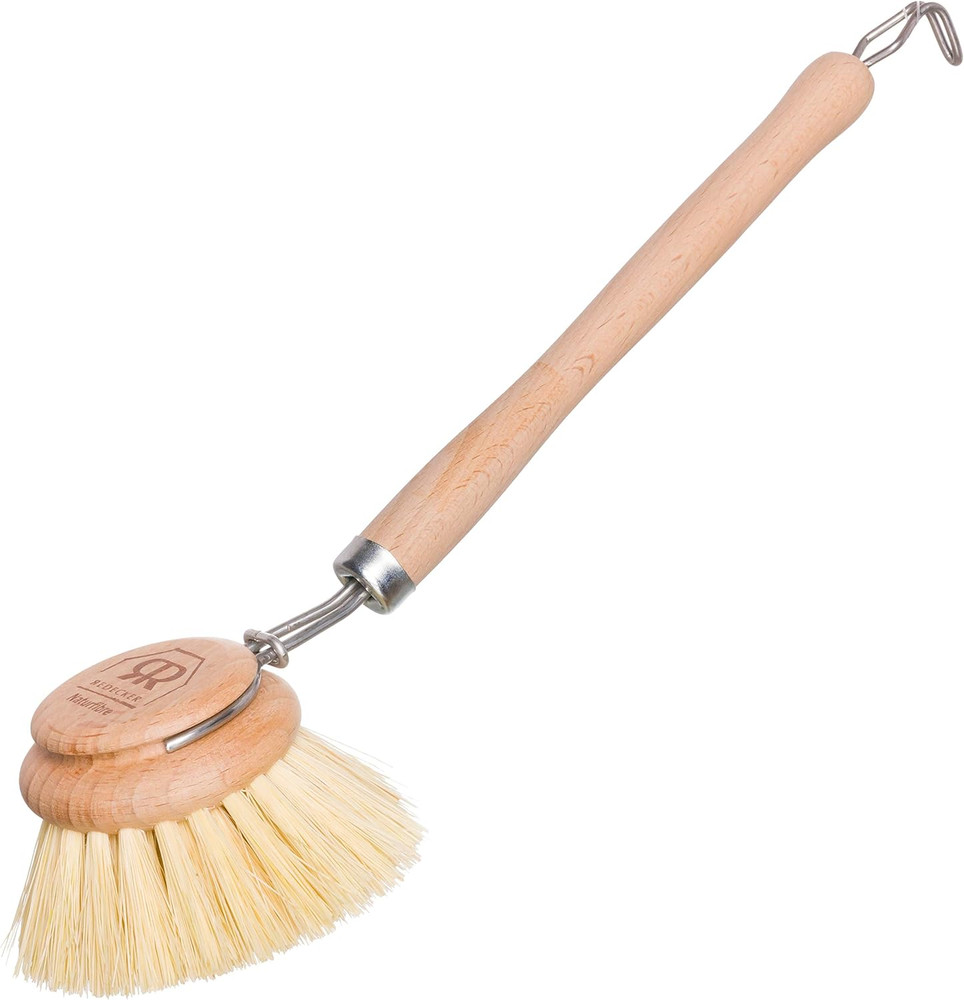 Redecker Dish Brush, Tampico Fiber, 2 Inch Round, Single – Wooden Dish Scrub Bru