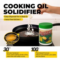ACTICLEAR Cooking Oil Solidifier – 11oz 32 Cups Algae-Based Grease Hardener f…