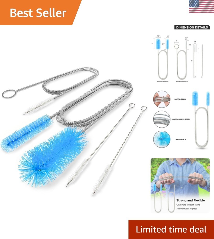 Flexible Drain Brush, 66 Inch Long Double Ended Hose Pipe and 58 Inch Tube Cl…