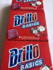 Three Boxes Brillo Basics Steel Wool Soap Pads, Small Size (Total 24 Count )