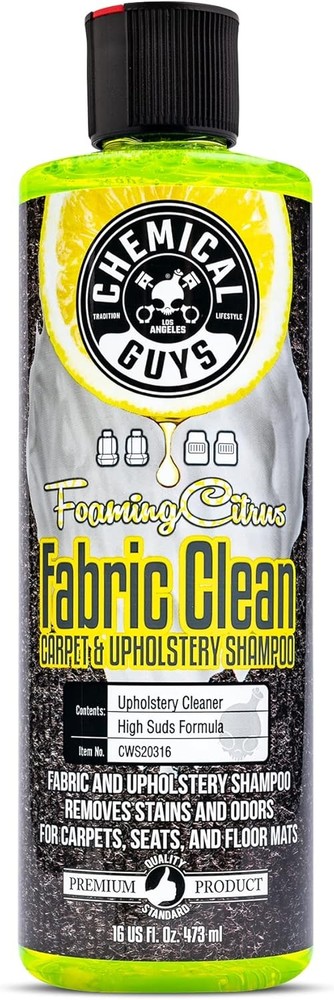 Chemical Guys Foaming Citrus Fabric & Carpet Cleaner 16oz – Car Upholstery Stain
