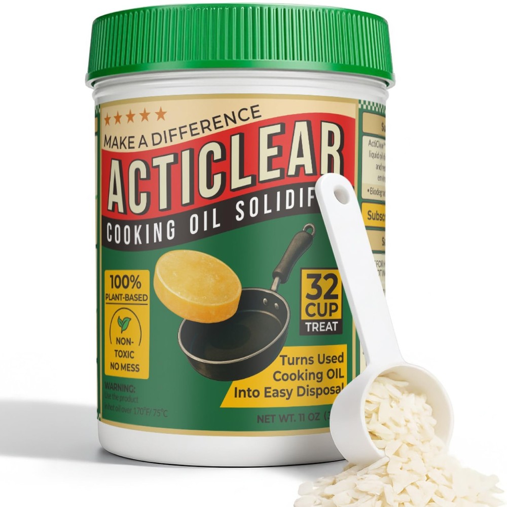 Cooking Oil Solidifier – 11oz (32 Cups) Algae-Based Grease Hardener for Easy …