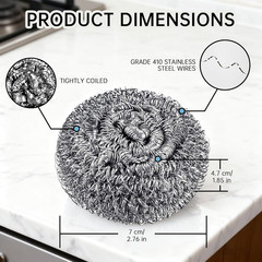 18 Pack Steel Wool Scrubbers Heavy Duty Individually Wrapped Cleaning Pads