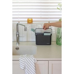 SinkSide Cleaning Set of 8 – Dark Gray | Cleaning Caddy with Handle, Microfib…
