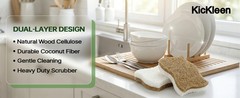 9 Pack Kickleen Biodegradable Natural Kitchen Sponges – Compostable Cellulose